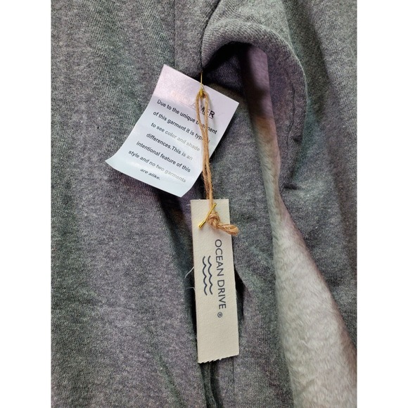 Ocean Drive Hoodie Women's Medium Gray Cotton Long Raglan Sleeve Pockets Lace Up - Picture 7 of 9